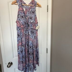 Soma Paisley Crossback Dress XL Blue Pink Purple NWT Built-In Cups